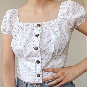 Bacio Polka-Dot Crop Top